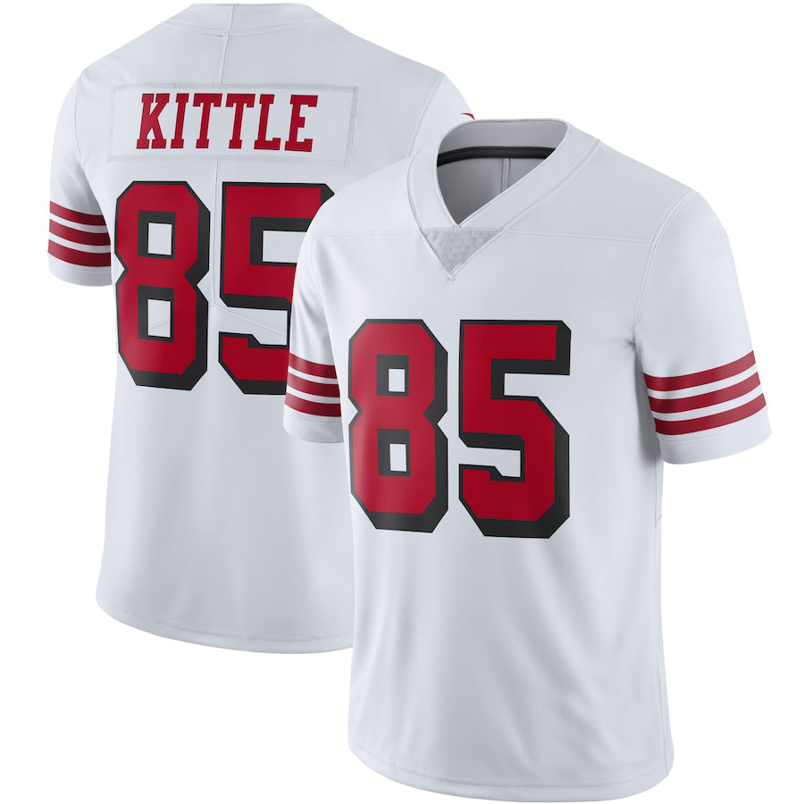 Custom 85 George Kittle SF.49ers White Black Stitched American Football Jerseys 2022