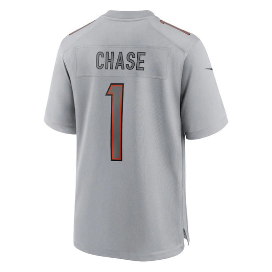 C.Bengals #1 Ja'Marr Chase Gray Atmosphere Fashion Game Jersey Stitched American Football Jerseys