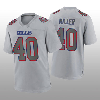 B.Bills #40 Von Miller Gray Atmosphere Game Jersey Football Stitched American Jerseys