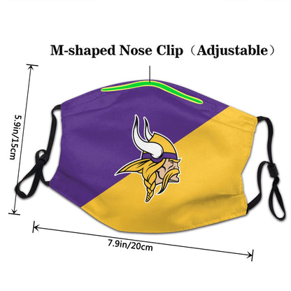 Custom Football Personalized Minnesota Vikings Dust Face Mask With Filters PM 2.5