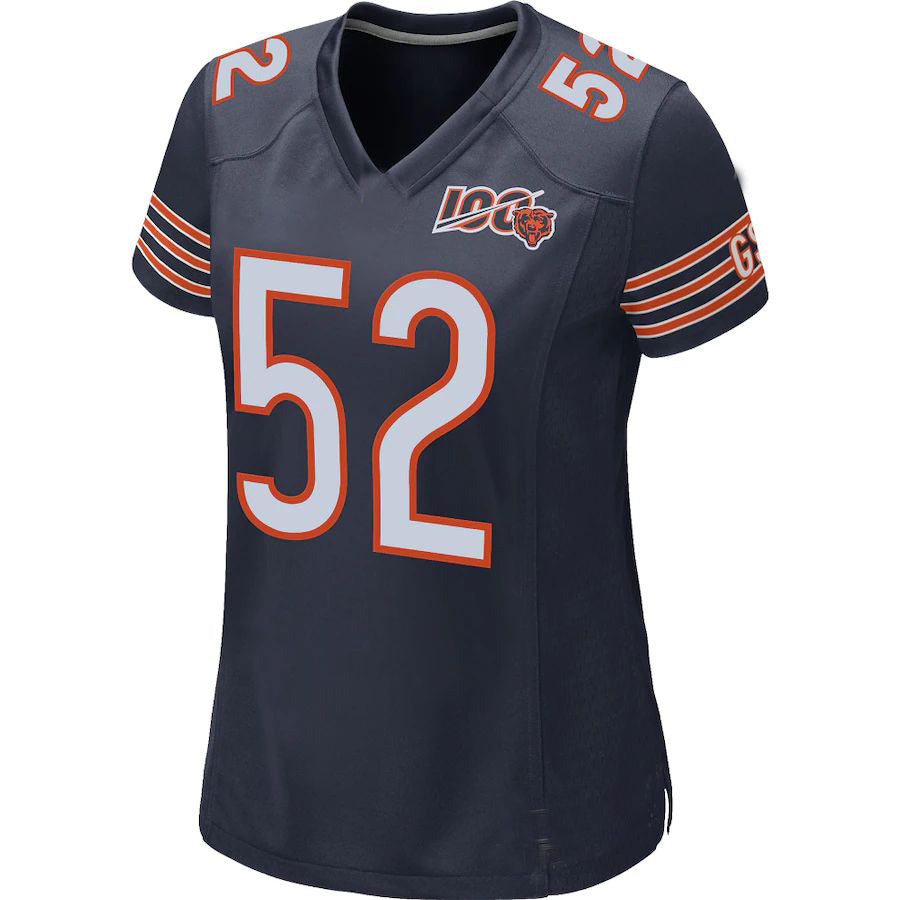 C.Bears #52 Khalil Mack Navy 100th Season Game Jersey Stitched American Football Jerseys