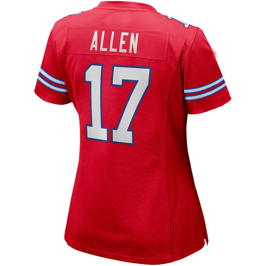 B.Bills #17 Josh Allen  Red Alternate Game Player Jersey Football Stitched American Jerseys