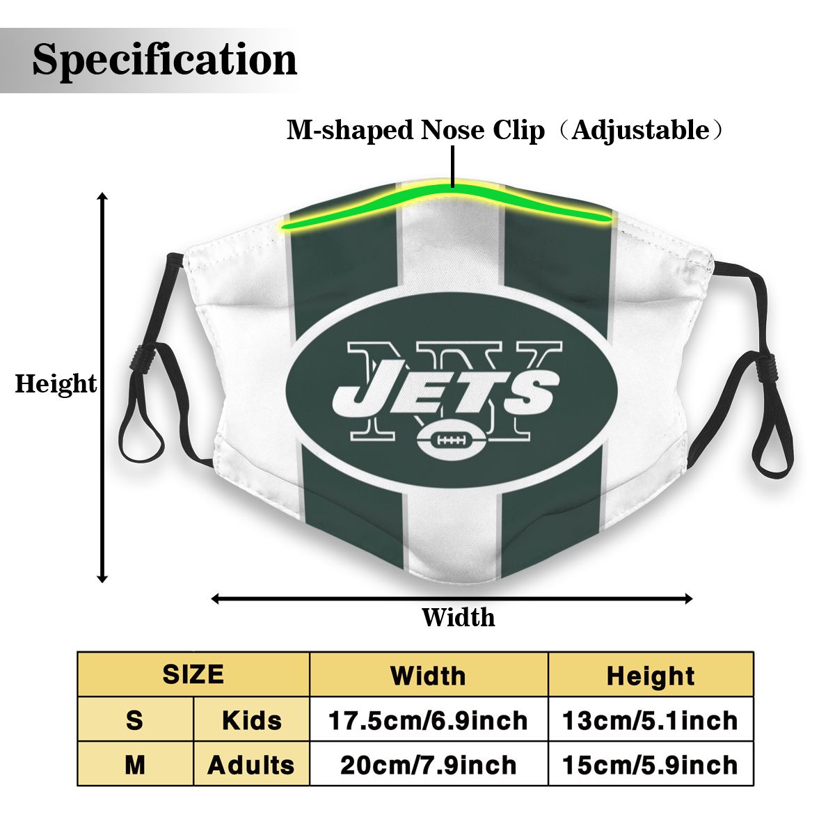 Custom Football Personalized NY.Jet 01-White Dust Face Mask With Filters PM 2.5