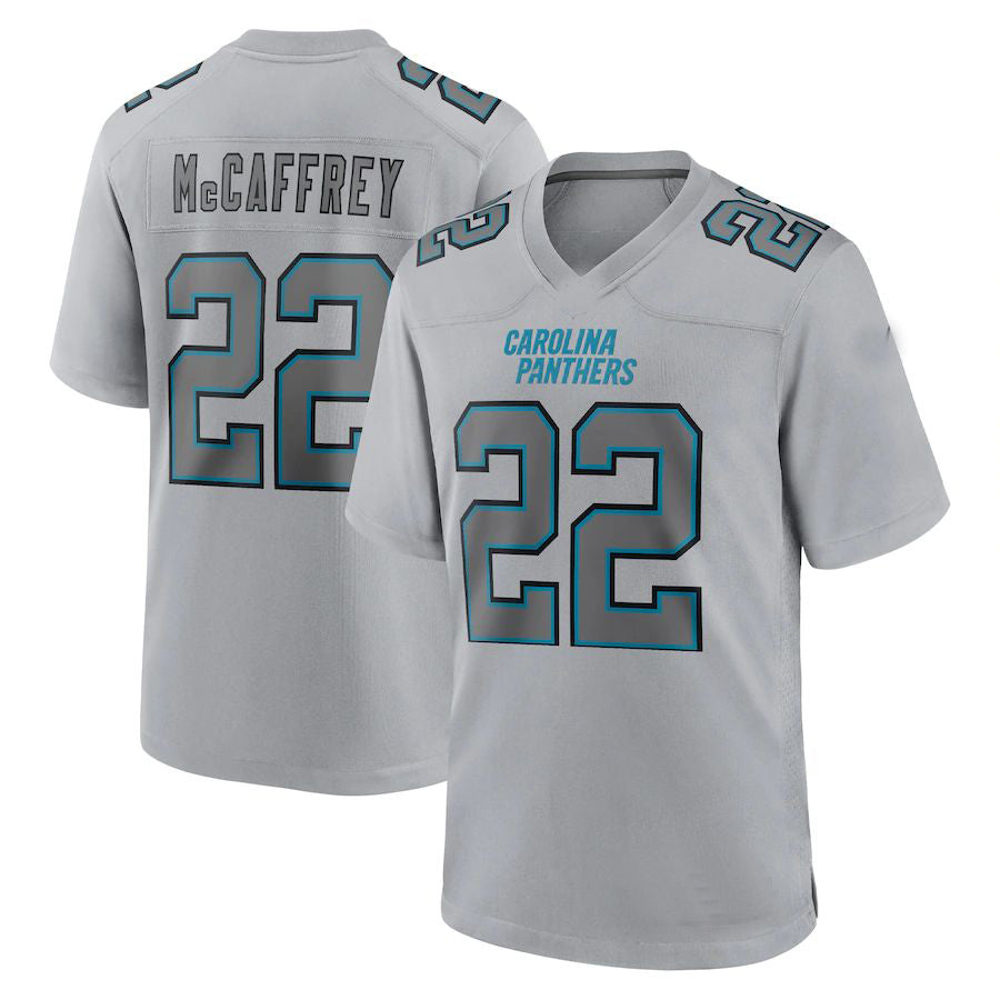 C.Panthers #22 Christian McCaffrey Gray Atmosphere Fashion Game Jersey Stitched American Football Jerseys