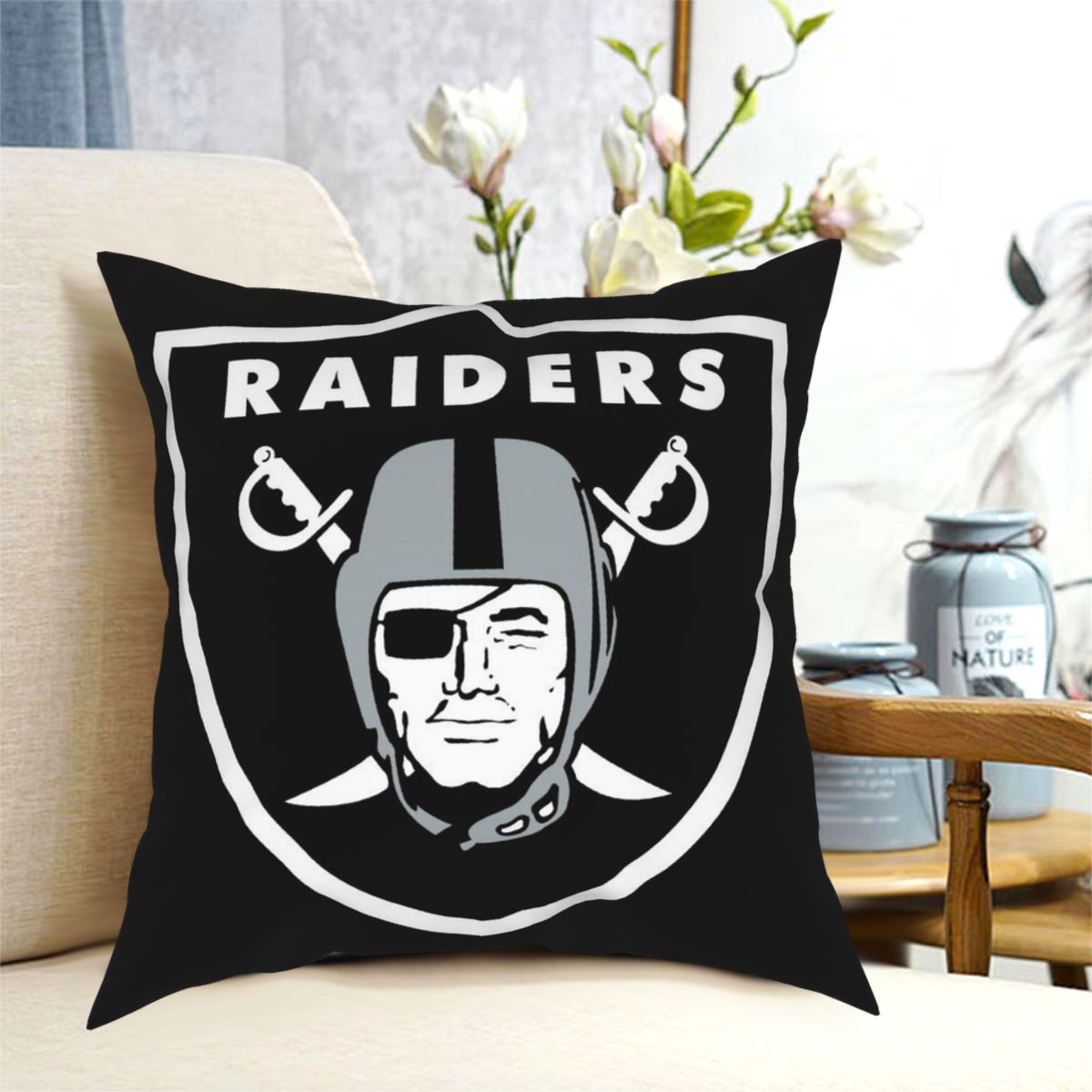 Custom Decorative Football Pillow Case Las Vegas Raiders Black Pillowcase Personalized Throw Pillow Covers