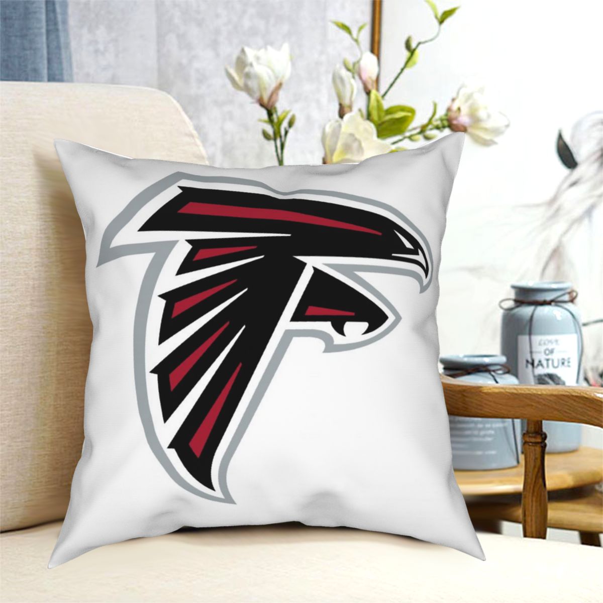 Custom Decorative Football Pillow Case Atlanta Falcons White Pillowcase Personalized Throw Pillow Covers