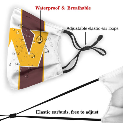 Custom Football Personalized WA.Football Team 01-White Dust Face Mask With Filters PM 2.5