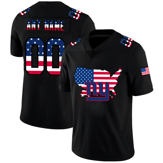 Custom New York Giants Football Black Limited Fashion Flag Stitched Jerseys