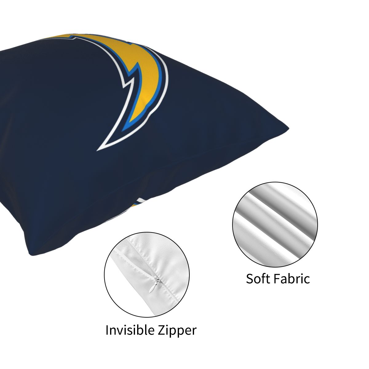 Custom Decorative Football Pillow Case Los Angeles Chargers Navy Pillowcase Personalized Throw Pillow Covers