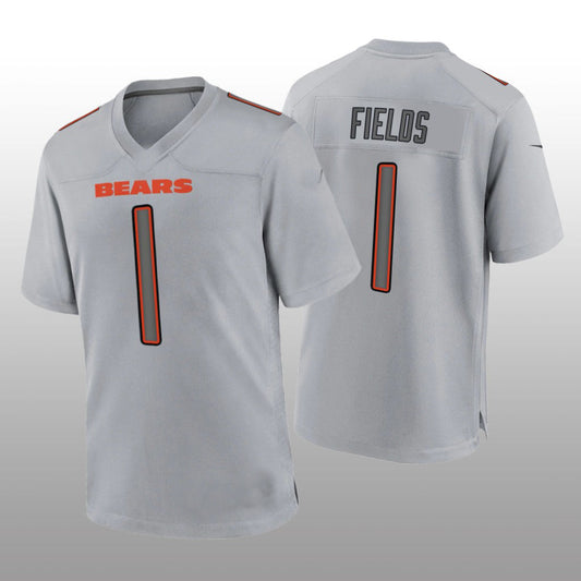 C.Bears #1 Justin Fields Gray Atmosphere Game Jersey Stitched American Football Jerseys
