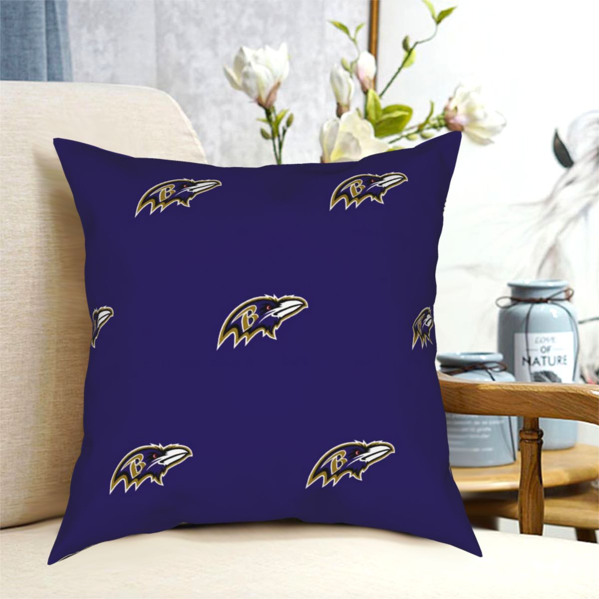 Custom Decorative Football Pillow Case Baltimore Ravens Pillowcase Personalized Throw Pillow Covers