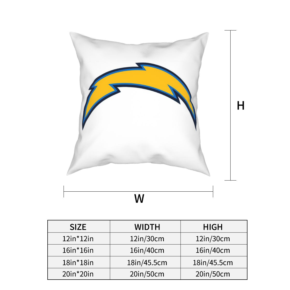 Custom Decorative Football Pillow Case Los Angeles Chargers White Pillowcase Personalized Throw Pillow Covers