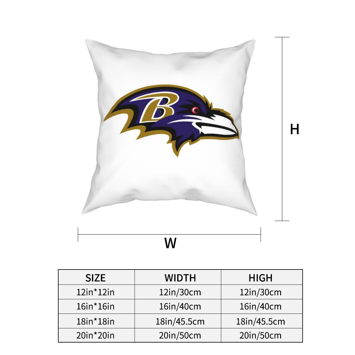 Custom Decorative Football Pillow Case Baltimore Ravens White Pillowcase Personalized Throw Pillow Covers