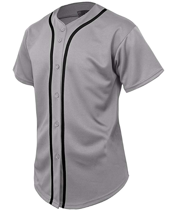 Custom Grey Stitched Baseball Jersey Personalized Button Down Baseball T Shirt