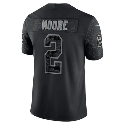 C.Panthers #2 D.J. Moore Black RFLCTV Limited Jersey Stitched American Football Jerseys