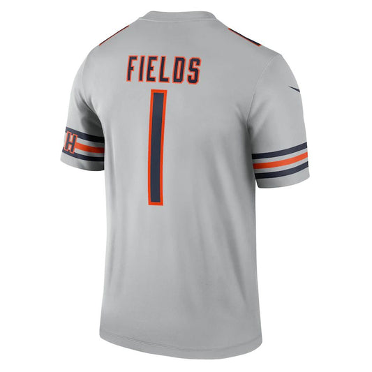 C.Bears #1 Justin Fields Silver Inverted Legend Jersey Stitched American Football Jerseys