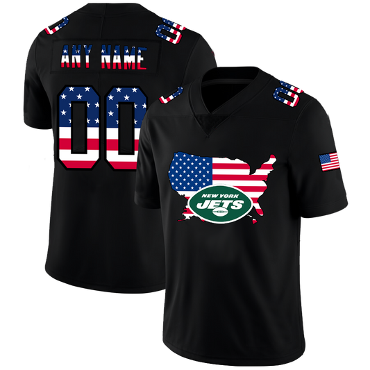 Custom New York Jets Football Black Limited Fashion Flag Stitched Jerseys