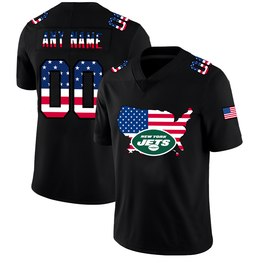 Custom New York Jets Football Black Limited Fashion Flag Stitched Jerseys