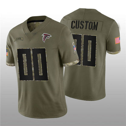 Custom A.Falcons ACTIVE PLAYER 2022 Olive Salute To Service Limited Stitched Jersey Football Jerseys