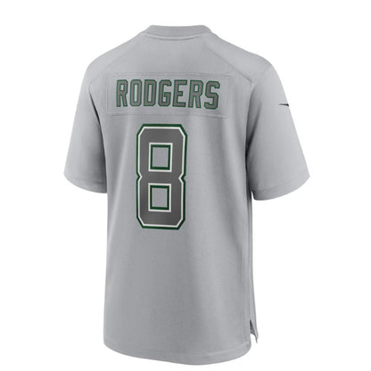 NY.Jets #8 Aaron Rodgers Atmosphere Fashion Game Jersey - Heather Gray Stitched American Football Jerseys