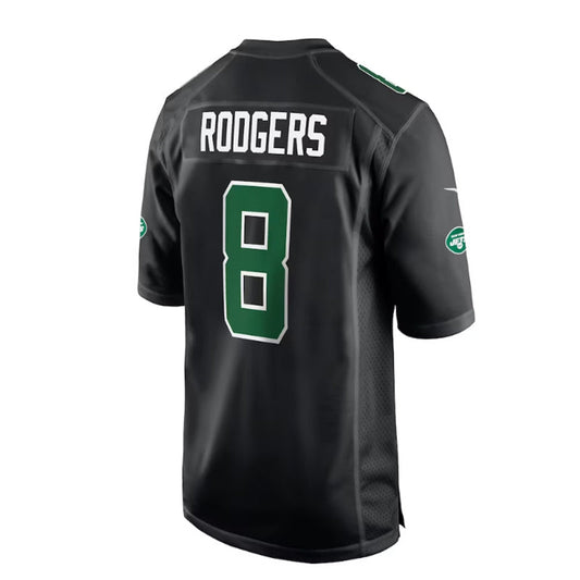 NY.Jets #8 Aaron Rodgers Fashion Game Jersey - Black Stitched American Football Jerseys
