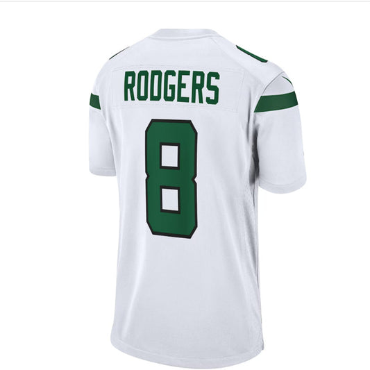NY.Jets #8 Aaron Rodgers Game Jersey - White Stitched American Football Jerseys