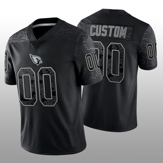 Custom Football Arizona Cardinals Stitched Black RFLCTV Limited Jersey