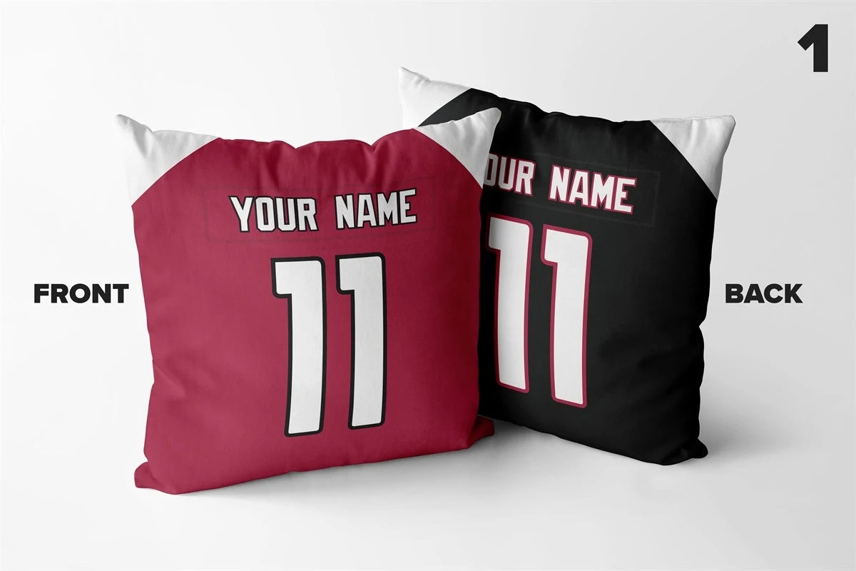 Set of 2 Custom Team Arizona Cardinals Black White Decorative Throw Pillow Case Print Personalized Football Style Fans Name & Number Birthday Gift