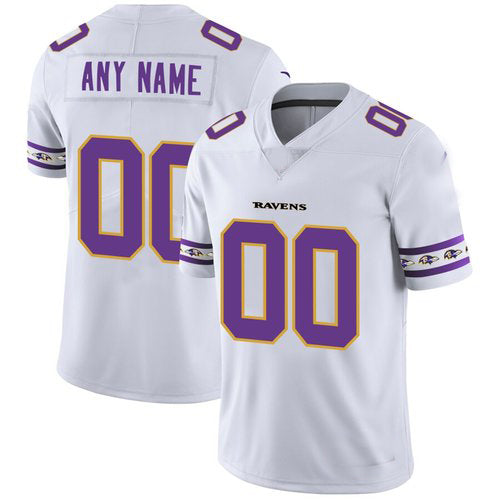 Custom B.Ravens White Team Logo Vapor Limited Jersey Stitched American Football Jerseys