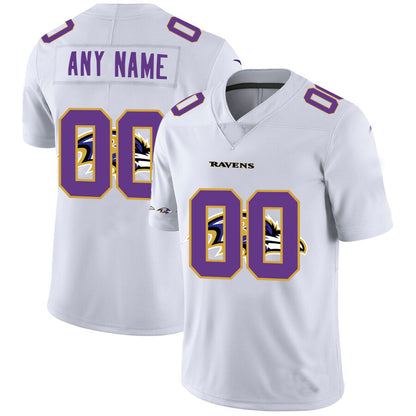 Custom B.Ravens White Team Big Logo Vapor Untouchable Limited Jersey Stitched American Football Jerseys