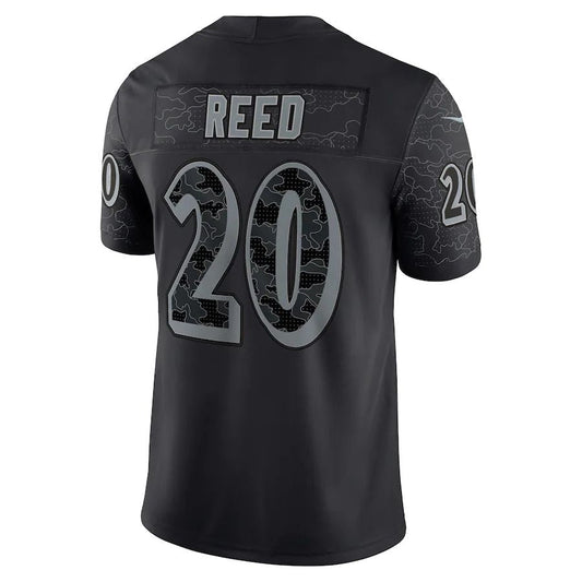 B.Ravens #20 Ed Reed Black Retired Player RFLCTV Limited Jersey Stitched American Football Jerseys