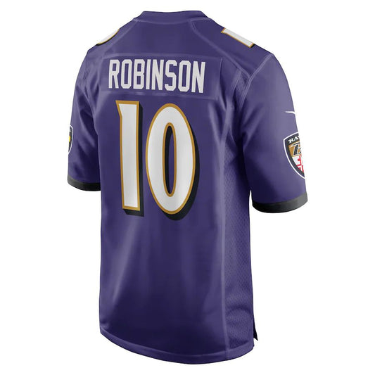 B.Ravens #10 Demarcus Robinson  Purple Game Player Jersey Stitched American Football Jerseys