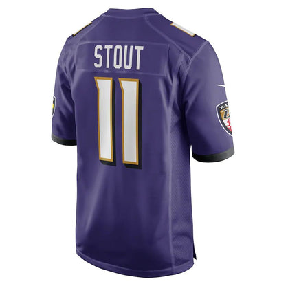 B.Ravens #11 Jordan Stout Purple Player Game Jersey Stitched American Football Jerseys