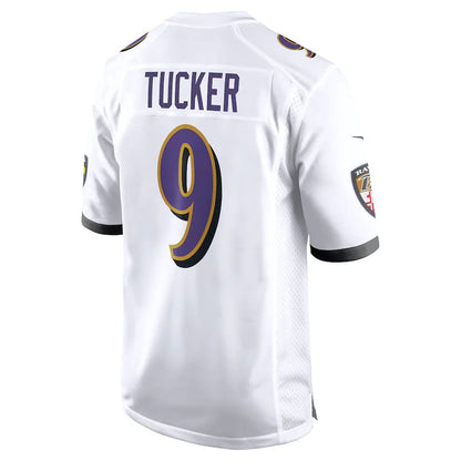 B.Ravens #9 Justin Tucker White Game Jersey Stitched American Football Jerseys