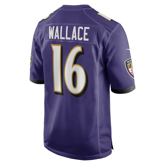 B.Ravens #16 Tylan Wallace Purple Game Jersey Stitched American Football Jerseys