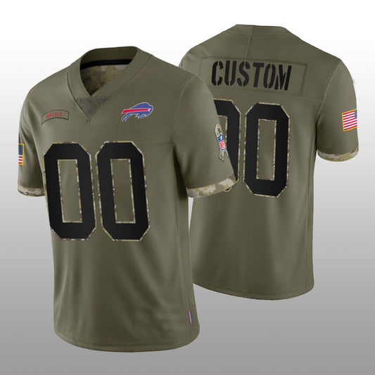 Custom Football Buffalo Bills Stitched Olive 2022 Salute To Service Limited Jersey