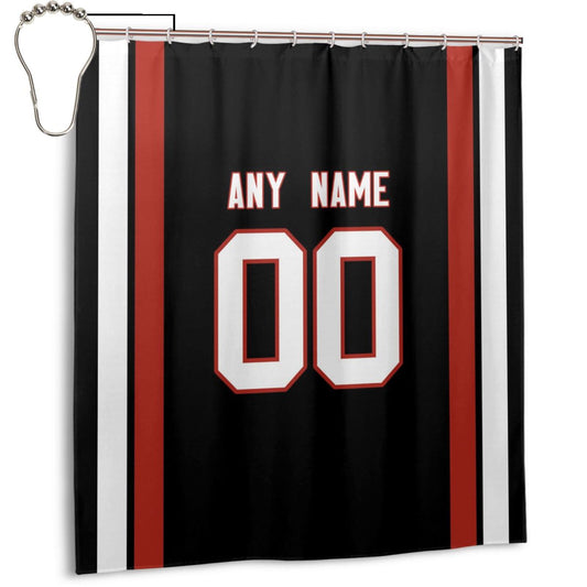 Custom Football Atlanta Falcons style personalized shower curtain custom design name and number set of 12 shower curtain hooks Rings