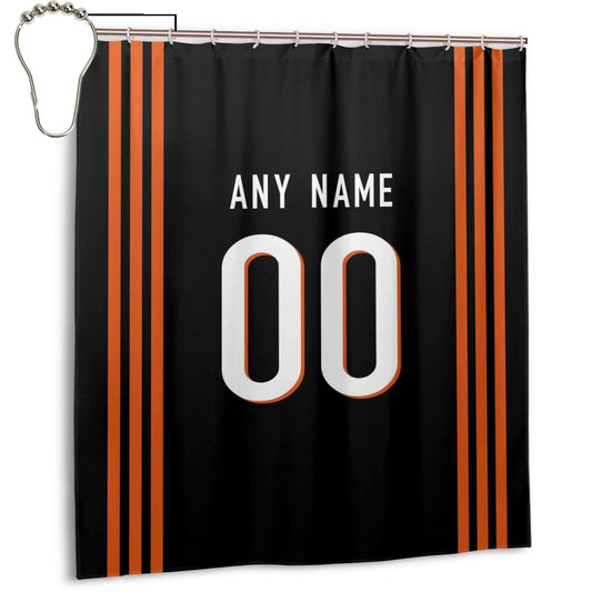 Custom Football Cincinnati Bengals style personalized shower curtain custom design name and number set of 12 shower curtain hooks Rings