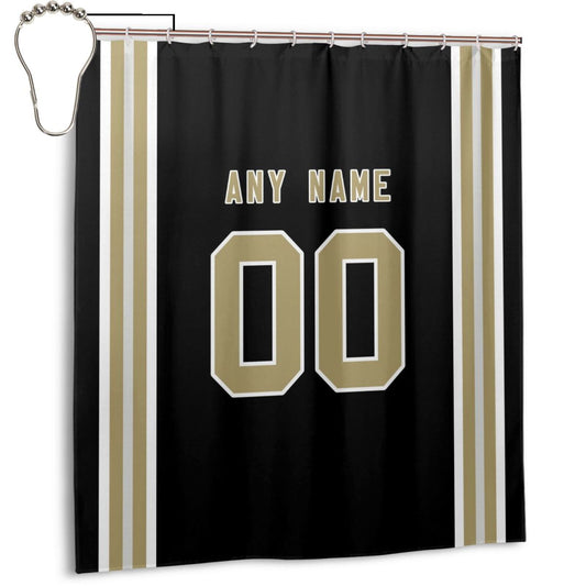 Custom Football New Orleans Saints style personalized shower curtain custom design name and number set of 12 shower curtain hooks Rings