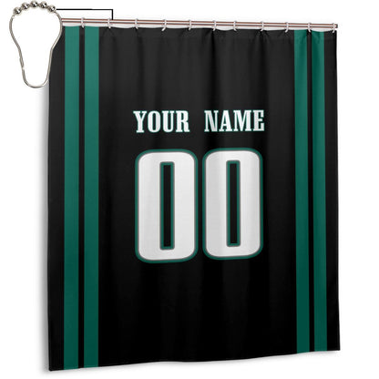 Custom Football Philadelphia Eagles style personalized shower curtain custom design name and number set of 12 shower curtain hooks Rings