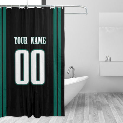 Custom Football Philadelphia Eagles style personalized shower curtain custom design name and number set of 12 shower curtain hooks Rings