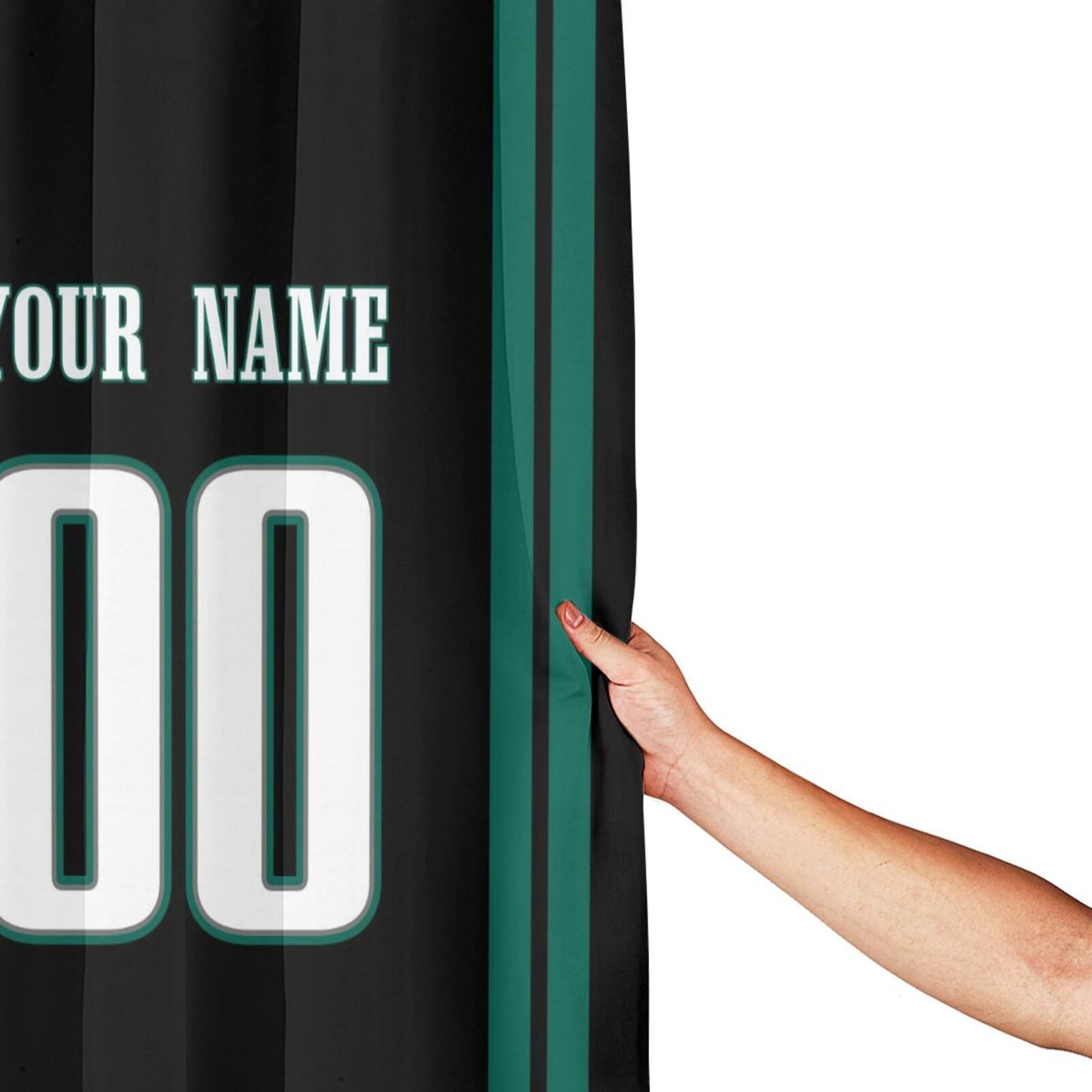 Custom Football Philadelphia Eagles style personalized shower curtain custom design name and number set of 12 shower curtain hooks Rings