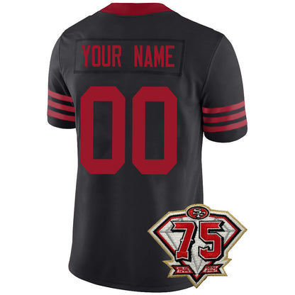 Custom Men's Kids Women's San Francisco 49ers Football Jersey Color Red Black And White With 75th Patch