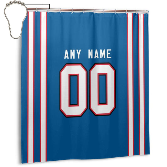 Custom Football Buffalo Bills style personalized shower curtain custom design name and number set of 12 shower curtain hooks Rings