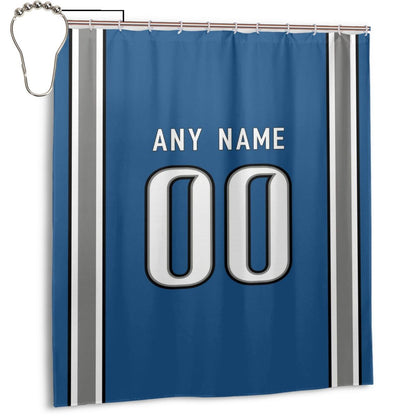 Custom Football Detroit Lions style personalized shower curtain custom design name and number set of 12 shower curtain hooks Rings