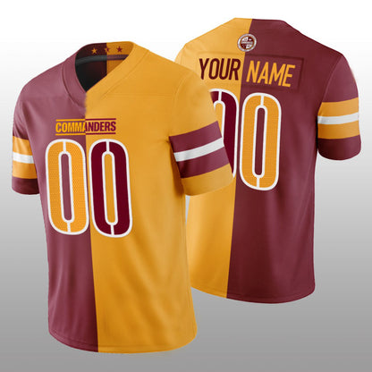 Burgundy Gold Split Washington Commanders Custom Jerseys