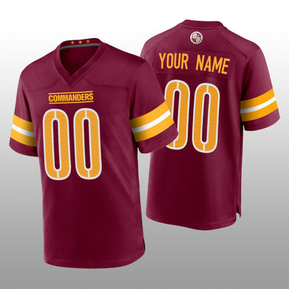 Burgundy Washington Commanders Custom Game Jersey