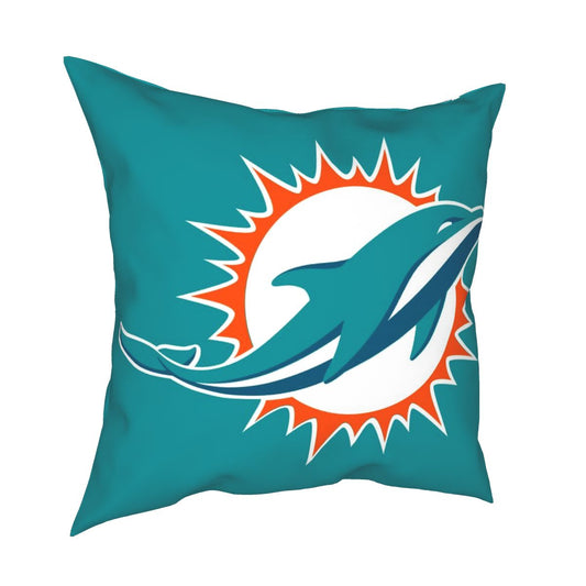Custom Decorative Football Pillow Case Miami Dolphins Aqua Pillowcase Personalized Throw Pillow Covers