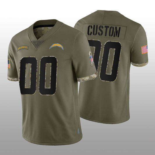 Custom Football Los Angeles Chargers Stitched Olive 2022 Salute To Service Limited Jersey