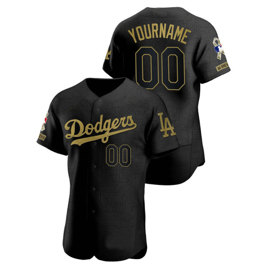 Cheap Stitched Black Custom Los Angeles Dodgers Salute To Service Jersey